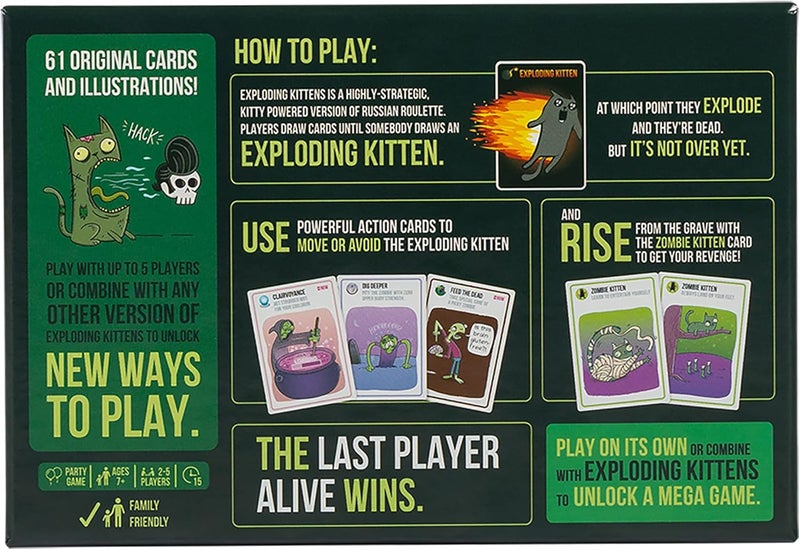 Exploding Kittens Zombie Kittens 2-5 Players - Ages 7+ - 15 Minutes to Play - High Stakes Zombie Card Game - Party Game, Family Game Night, Kid and Adult Card Game - Image 5